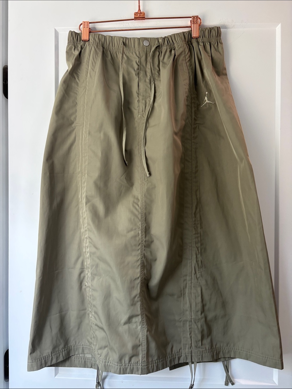 NWT Jordan Flight Parachute Midi Skirt in Olive Green